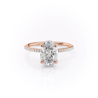 2.10 CT Oval Cut Solitaire & Pave Setting Moissanite Engagement Ring