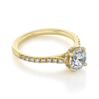1.0CT Round Cut Hidden Halo Pave Cathedral Moissanite Engagement Ring