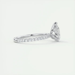 1.93CT Pear Cut Pave Diamond Moissanite Engagement Ring