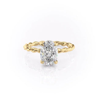 2.10 CT Oval Solitaire & Twisted Band Style Moissanite Engagement Ring