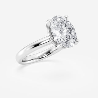 Exquisite 1.0ct oval solitaire moissanite ring angled view showing its sparkle
