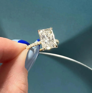 2.10 CT Radiant Cut Pave Diamond Moissanite Engagement Ring