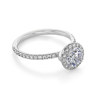 1.0ct Round Cut Halo Diamond Moissanite Engagement Ring