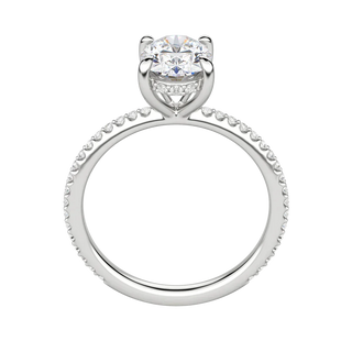 1.91CT Oval Solitaire With Pave Setting Moissanite Engagement Ring