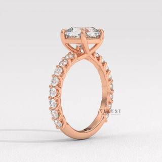 Cushion cut moissanite ring on hand