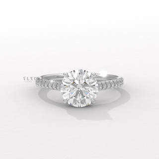 Round pave cathedral moissanite ring front view