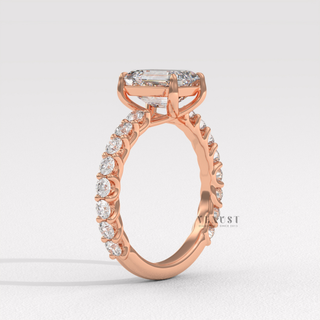 Emerald cut engagement ring with moissanite center stone