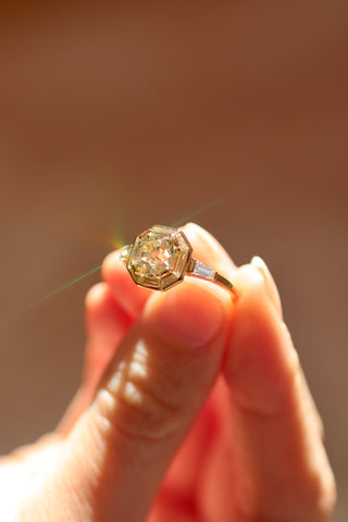 hexagon moissanite ring unique side profile