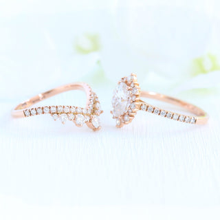 1.50CT Oval Cut Halo Pave Moissanite Diamond Bridal Set