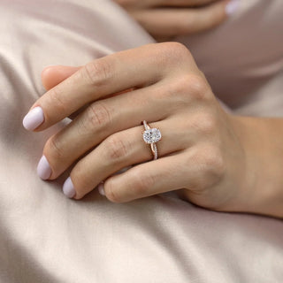2.0CT Elongated Cushion Cut Infinity Pave Diamond Moissanite Engagement Ring