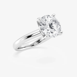 Radiant 1.0ct round solitaire moissanite ring angled view showing its sparkle image 2