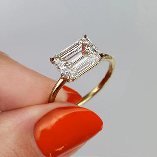 1.91 CT Emerald Cut Solitaire Moissanite Engagement Ring band view