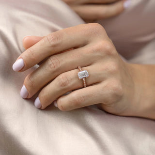 1.91 CT Emerald Cut Vintage Pave Diamond Moissanite Engagement Ring