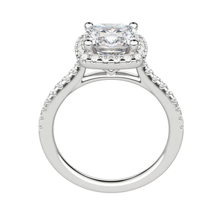 2.15CT Cushion Cut Halo Moissanite Diamond Engagement Ring