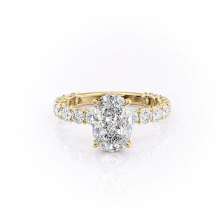 2.10 CT Oval Cut Solitaire Halo Moissanite Engagement Ring sparkle view
