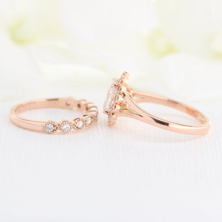 Shimmering 1.50ct oval halo moissanite ring side profile view