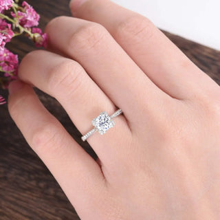 Brilliant 1.60ct round solitaire moissanite ring angled view showing its sparkle