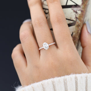 1.33 CT Oval Brilliant Cut Pave Moissanite Engagement Ring side view