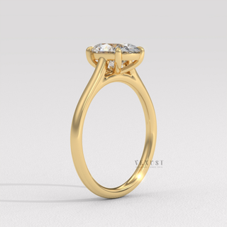 Oval solitaire engagement ring with elevated center