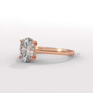 Cathedral oval moissanite ring close up