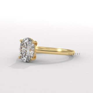 Oval cut moissanite diamond ring side profile  Oval Cathedral Solitaire detail view 4