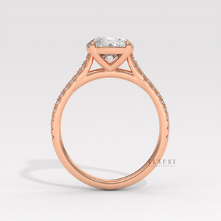 Elegant round pave cathedral moissanite ring design