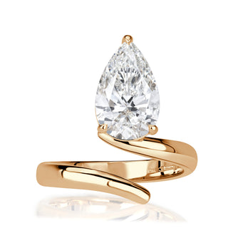 Pear moissanite open solitaire engagement ring front view