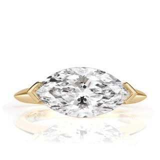 East west marquise moissanite solitaire ring front view