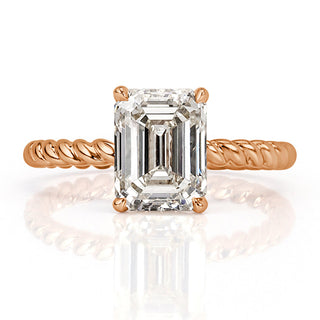 Emerald moissanite braided engagement ring front view