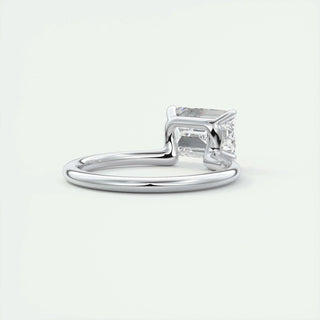 1.91CT Emerald Cut East West Diamond Solitaire Moissanite Engagement Ring