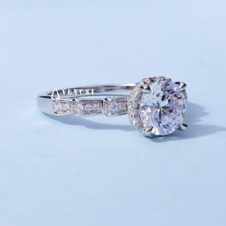 Round Brilliant Moissanite Cluster Engagement Ring side view