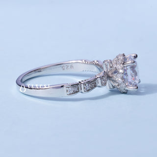 Round Brilliant Moissanite Cluster Engagement Ring top view