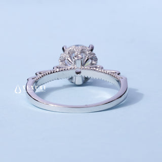 Round Brilliant Moissanite Cluster Engagement Ring angled view