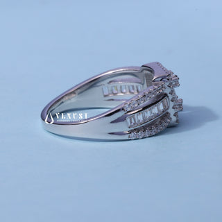 Round Baguette Moissanite Cluster Engagement Ring side view