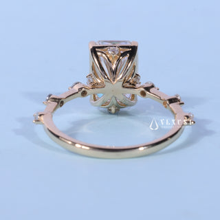 Top view of the Petite Pave Radiant Cut Moissanite Ring centre stone