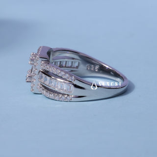 Round Baguette Moissanite Cluster Engagement Ring top view