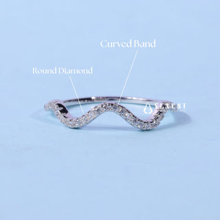 Elegant round moissanite wedding band top view
