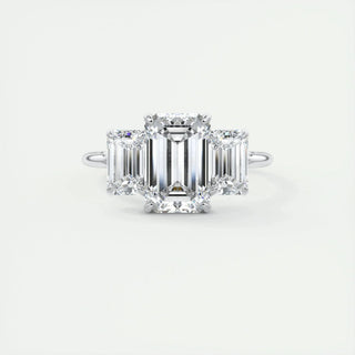 1.91 CT Emerald Cut Three stone Moissanite Engagement Ring side view