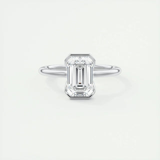Elegant 1.91ct emerald solitaire moissanite ring three quarter angled view