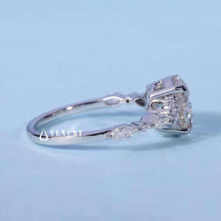 Lustrous 1.0ct round cluster moissanite ring side profile view
