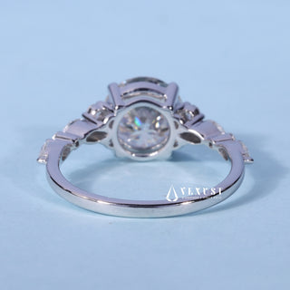 Lustrous 1.0ct round cluster moissanite ring shown on a finger