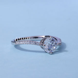 Round Moissanite Pave Tension Setting Engagement Ring side view