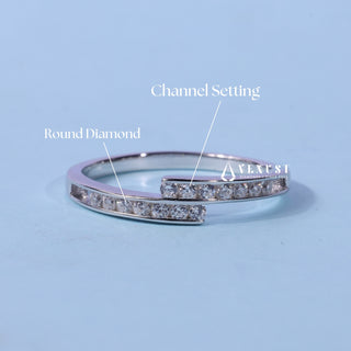 Brilliant round pave moissanite wedding band top view