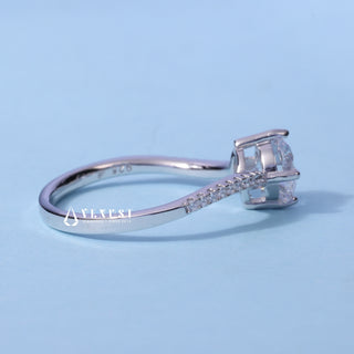 Round Moissanite Pave Tension Setting Engagement Ring top view