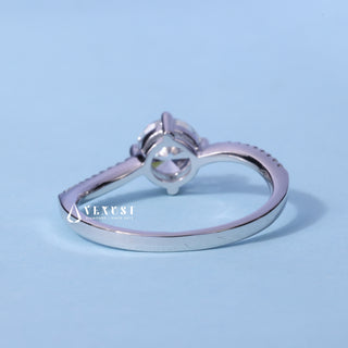 Round Moissanite Pave Tension Setting Engagement Ring angled view