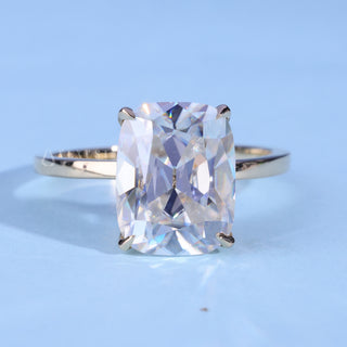 Elongated Cushion Cut Moissanite Engagement Ring front view with upright centre stone