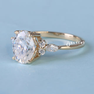 Sparkling 1.50ct oval cluster moissanite ring sparkle close up