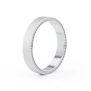 Round Brilliant Cut Halo Moissanite Wedding Band on hand