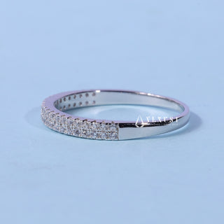 Round Moissanite Diamond Two Row Pave Wedding Band