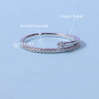 Shimmering round cluster moissanite wedding band top view